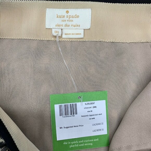 Kate Spade Leopard Print Metallic Dot Mini Skirt 00 XXS Tan Flare Party - Picture 2 of 7